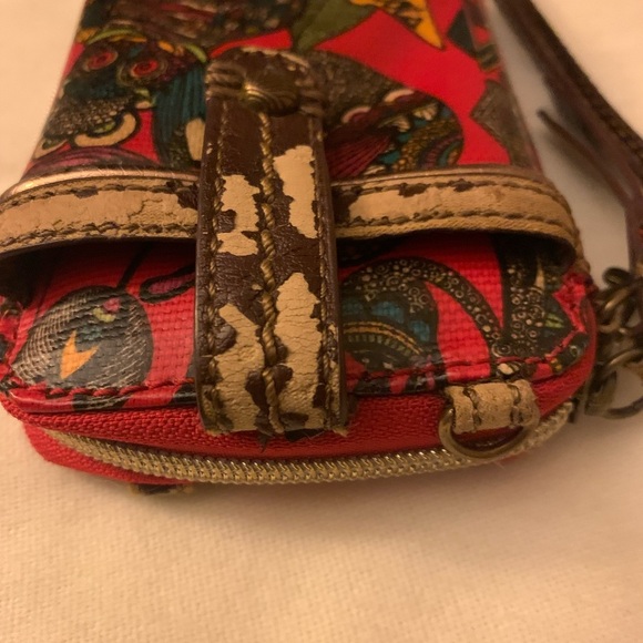 ❤️Sakroots Women's Multicolor Wallet with Detachable Handle Red Brown Design - Picture 3 of 10
